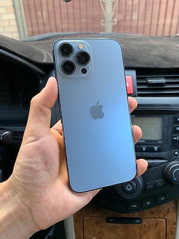 IPhone 13 Pro Max, Б/у, 256 ГБ, Голубой, Защитное стекло, Чехол, 100 %