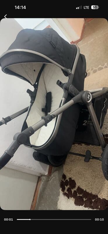 детское белое платье: Коляска, цвет - Черный, Б/у — 1