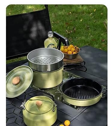 столы для кемпинга: Кемпинговый набор посуды 4-в-1, оливковый цвет Состав набора: - — 1