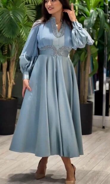 длинные платья в пол зеленого цвета: Вечернее платье, Длинная модель, С рукавами, M — 3