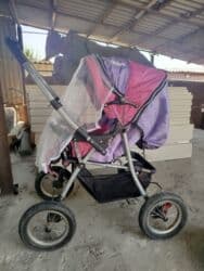 корейские велосипеды: Коляска, цвет - Розовый, Б/у — 6