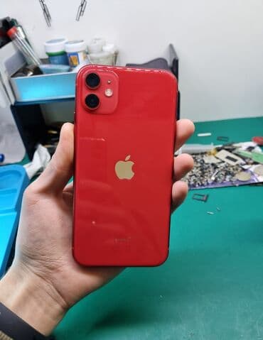 IPhone 11, Б/у, 128 ГБ, Красный, Чехол, 100 %
