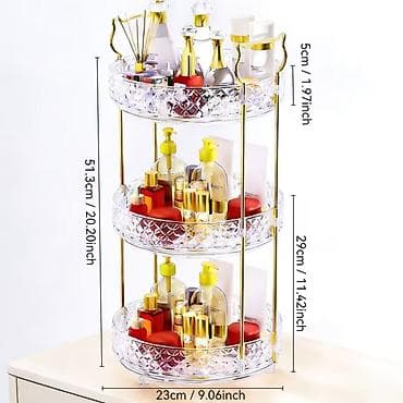 Шамдар жана шамдалдар: Трёхъярусная круглая этажерка-органайзер для косметики и аксессуаров — 1
