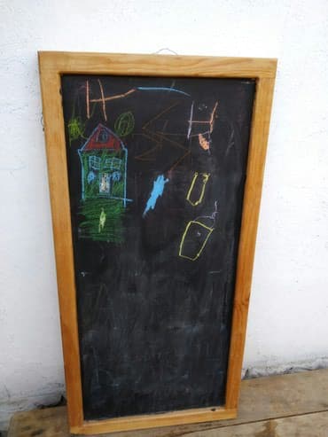 Штендер навесной из дерева для кофейни, бара. Меловая доска. длина