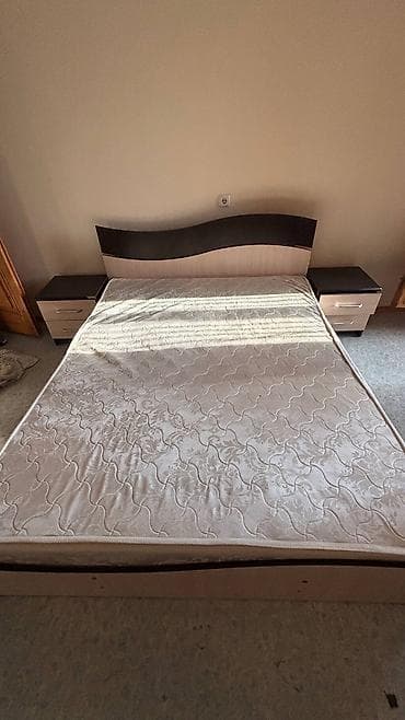 двух спальня: Спальный гарнитур, Двуспальная кровать, цвет - Бежевый — 1