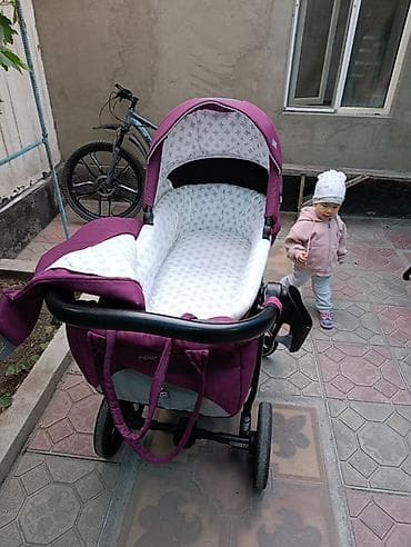 Коляски: Коляска, Другой бренд, цвет - Фиолетовый, Б/у, Самовывоз — 5