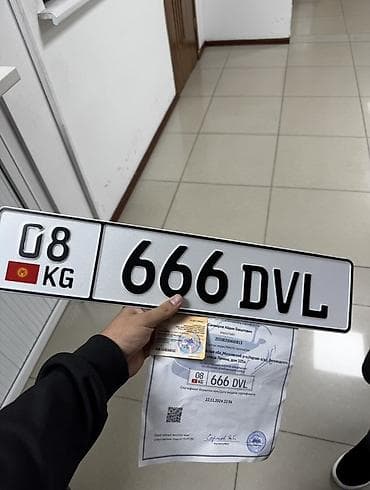 Госномерной знак формата KG (Киргизская Республика) с комбинацией 666