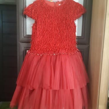 платье дордой: Детское платье, цвет - Красный, Новый — 4