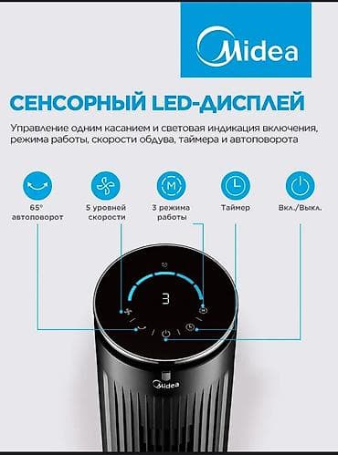 Бытовая техника: Напольный башенный вентилятор Midea FT-4040 - 3 режима работы — 5
