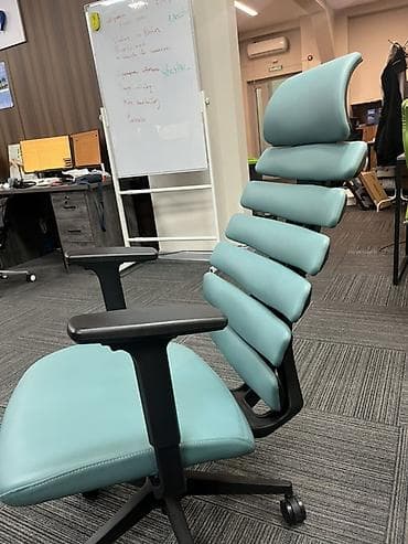 Офис креслолору: Офис креслолор, Жаңы, Дөңгөлөктүү, түсү - Көгүлтүр, Экокожа, Өзү алып кетүү, Акысыз жеткирүү — 2