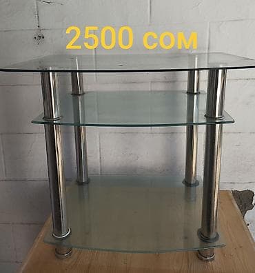 тумбу с телевизором: Тумба и подставка для телевизора, Напольная, Стекло, цвет - Серебристый — 1