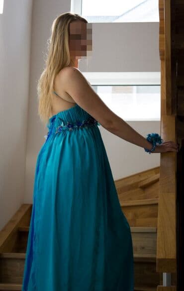 вечерний костюм: Вечернее платье, Классическое, Шелк, Без рукавов, Шлейф, M — 3