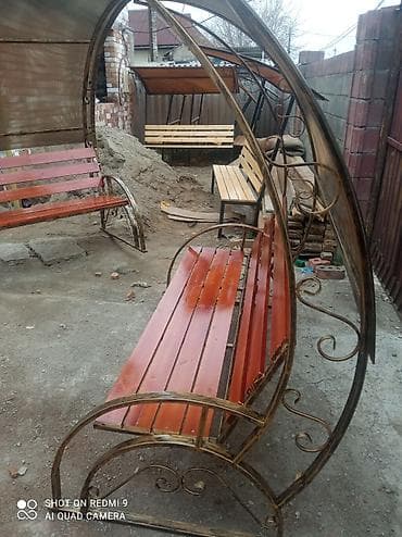 тапчаны из дерева: Садовые качели Металл, Со спинкой, С крышей — 3