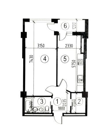 иссык куль комната: 1 комната, 51 м², Элитка, 8 этаж, Дизайнерский ремонт — 8