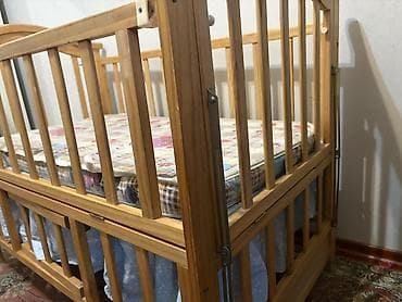 детская кроватка ручная работа: Детская деревянная кроватка с матрасом - Материал: натуральное — 5