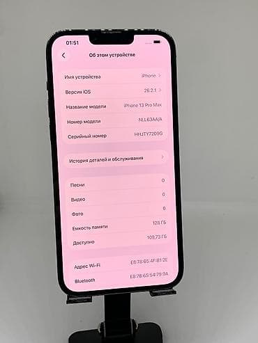 apple 12: IPhone 13 Pro Max, Б/у, 128 ГБ, Графит, Защитное стекло, Чехол, 79 % — 10
