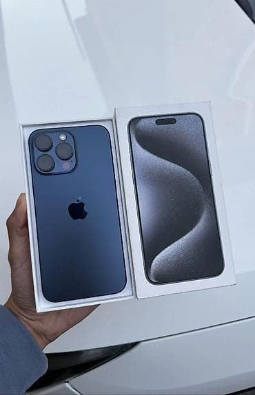 IPhone 15 Pro Max, Б/у, 256 ГБ, Blue Titanium, Защитное стекло, Чехол, Коробка, 85 %