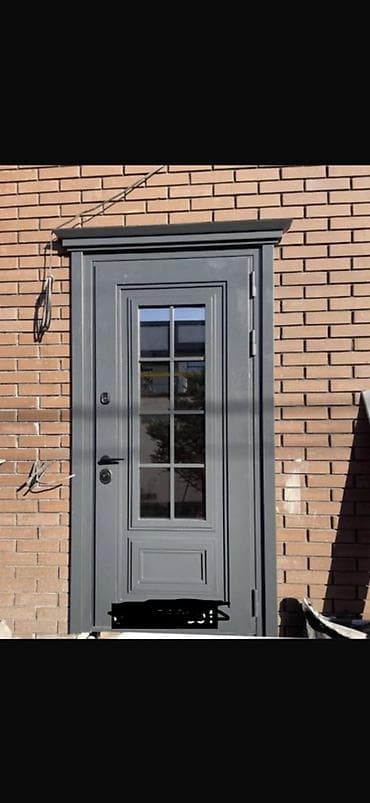 дверь наружная: Двери для домов и квартир, Металлическая, Одностворчатая, Со стеклом, цвет - Серый — 1