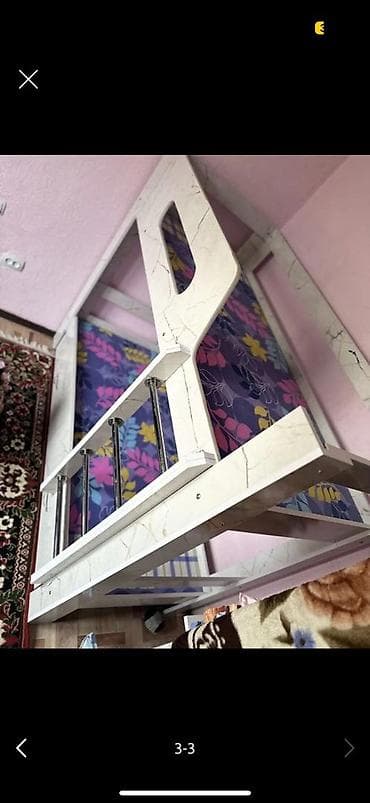 Двухъярусная детская кровать, Б/у, ЛДСП, цвет - Белый