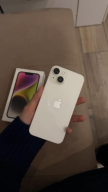 IPhone 14, Б/у, 128 ГБ, Белый, Коробка, 85 %