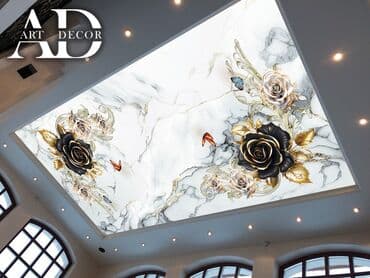 печать на стенах: Натяжной потолок 3D потолки, Глянцевое, Матовое Гарантия, Бесплатный замер, Бесплатная консультация — 4