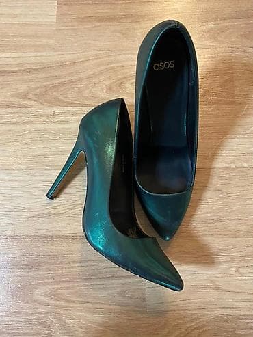 кет: Шикарные туфли 38 р. от Asos, изумруд. На выход! Высокий каблук — 1