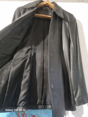 короткий тренч: Кожаное женское падо бедра - Материал: натуральная кожа (черная — 2