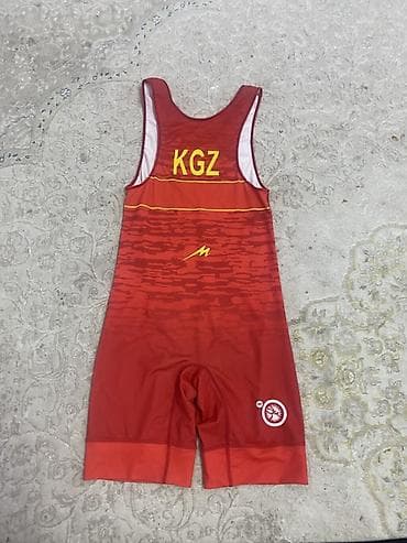 tech flecee: Борцовский трико KGZ (Киргизстан), красное. - Тип: слитный комбинезон — 1