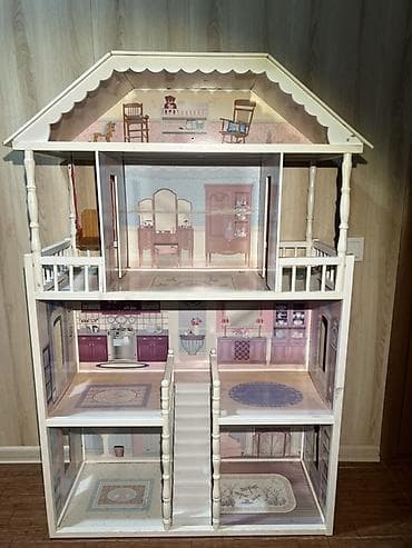 продаю бассеин: Большой кукольный дом из дерева/ДСП с классическим фасадом и крышей — 1