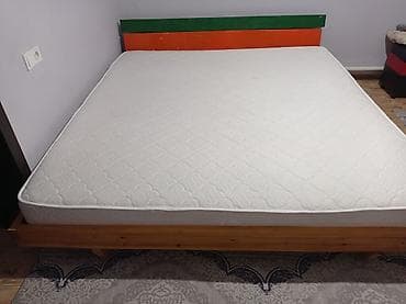 sofa bed: Двуспальная кровать из массива дерева с реечным основанием делал сам — 7