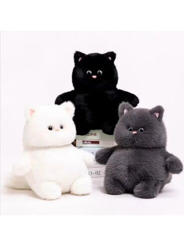 чебурашка из плюшевой пряжи: Мягкая игрушка котик 🐈‍⬛ 35см — 6