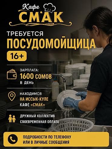Работа: Требуется Посудомойщик, Оплата: Ежедневно — 1
