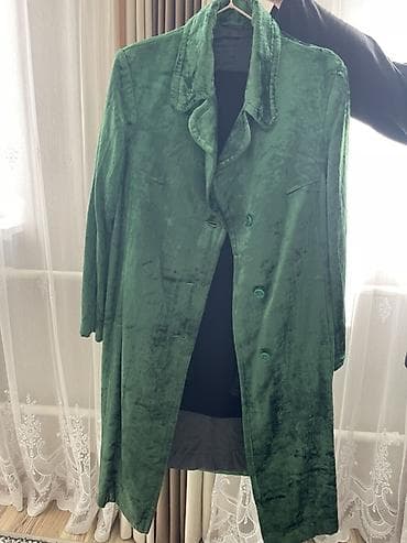 бархатный костюм: Зеленое бархатное пальто/плащ(ЧИСТЫЙ БАРХАТ) - Материал: мягкий бархат — 2