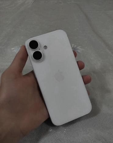 IPhone 16, Б/у, 128 ГБ, Белый, Защитное стекло, 90 %