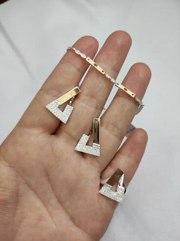 Серебряный Комплект+ Браслет Серебро + золото 925/ Пробы Цена за