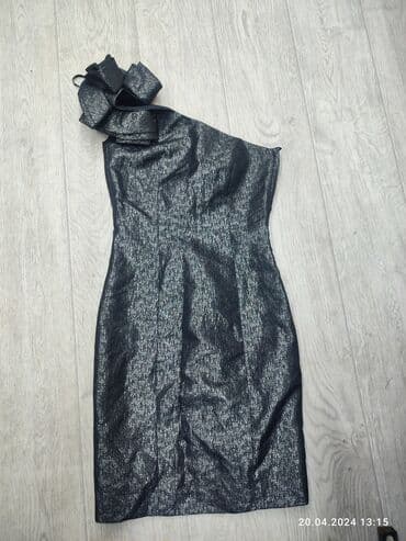 шелковое платье большого размера: Вечернее платье, Коктейльное, Короткая модель, Парча, Без рукавов, Один рукав, 2XS — 3