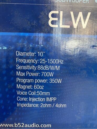 динамик сабвуфер: Сабвуфер элемент 5 ! Динамик. 10ка 25см. 300watt RMS. Отличное решение — 7