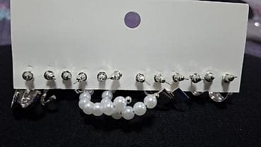 кольцо серьги: Набор Fashion Jewelry — комплект из нескольких пар в серебристом — 2