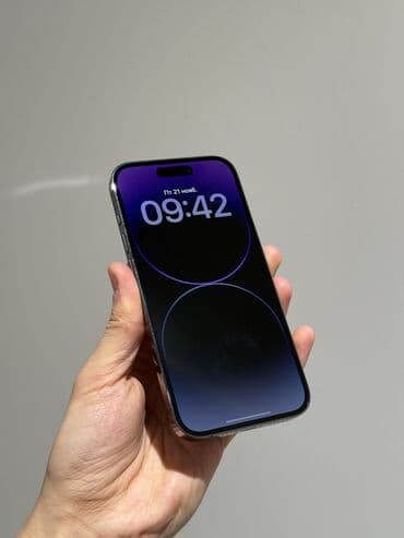 телефоны каракол айфон: IPhone 14 Pro, Колдонулган, 256 ГБ, Deep Purple, Кабель, Куту, 84 % — 3