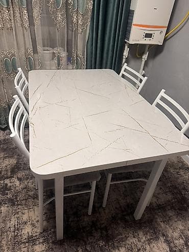 Кухонный стол и стул, цвет - Белый