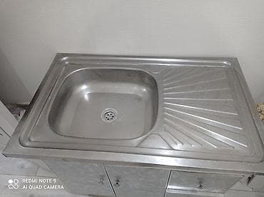 Тумба для кухни, С мойкой, Напольная, цвет - Серый