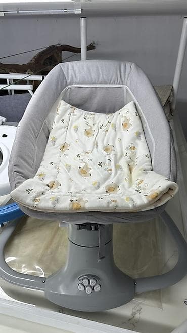 электро люлка: Детский шезлонг, Электронная, Другой материал, цвет - Серый — 1