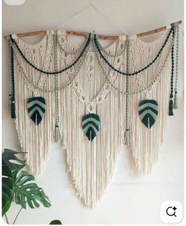 ваза индия: Макраме-панно и декоративные листья для интерьера. - Ручное плетение — 7