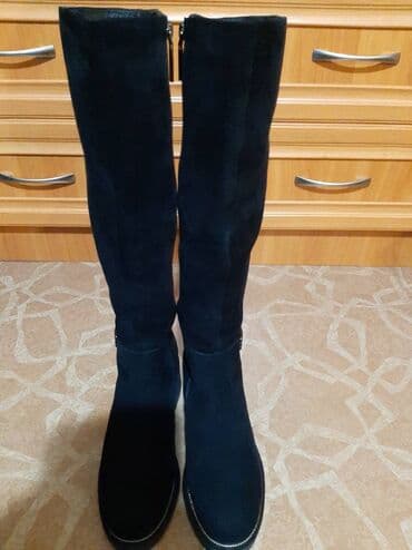 фирменный сапоги: 1) Сапоги, ЕвроЗима, хорошего качества, замшевые черные, размер 39 — 5