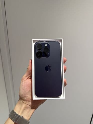 телефоны каракол айфон: IPhone 14 Pro, Колдонулган, 256 ГБ, Deep Purple, Кабель, Куту, 84 % — 2