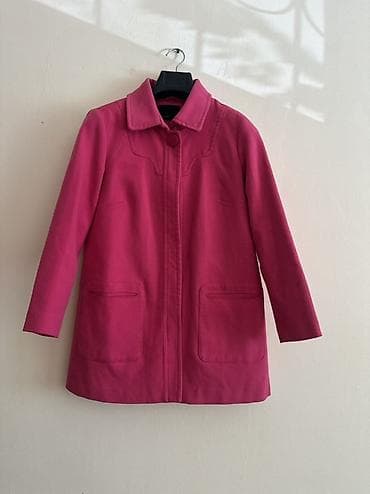 Личные вещи: Яркое женское полупальто/пальто-куртка цвета фуксия. - Классический — 1