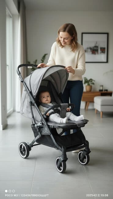 детская коляска cybex: Коляска, цвет - Черный, Б/у — 1