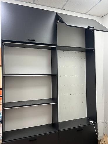 белые камни: Модульная витрина/стенка из ЛДСП в графитовом цвете. Особенности: - — 2