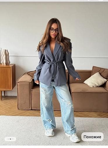 Женский жакет с поясом, графитовый Новый с биркой. Брала за 4900 -