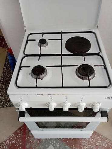 встроенное духовка: Плита газо-электрическая MEGA, напольная, белая. - Варочная — 3